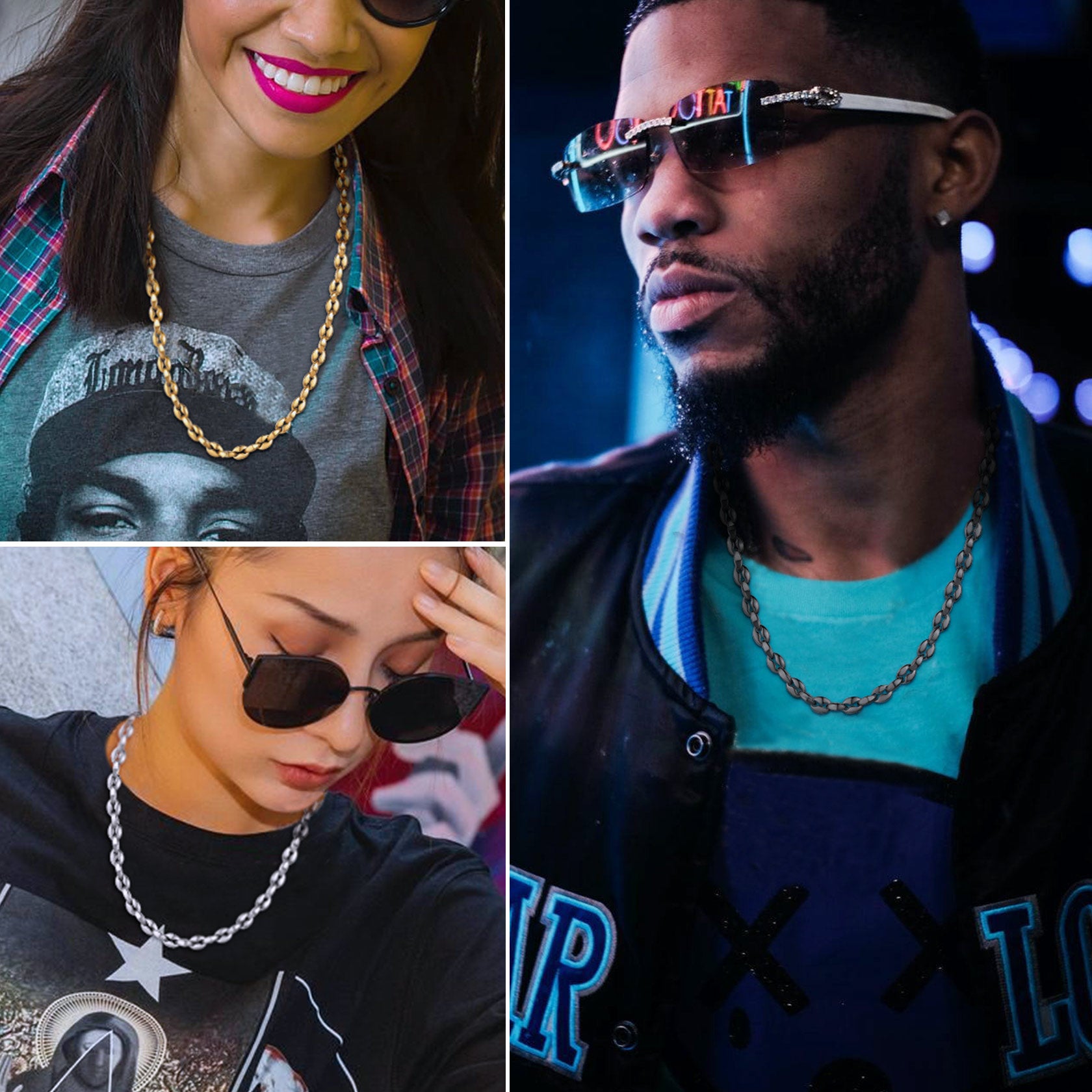 Vintage metal coffee bean necklace unisex