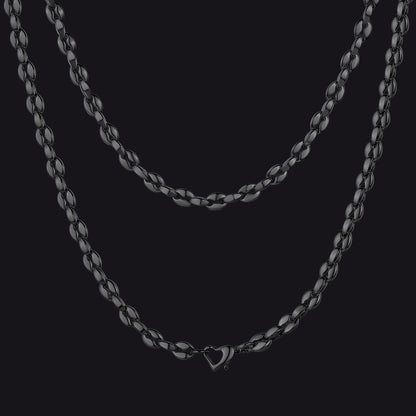 4MM Coffee Bean Necklace Metal Link Rope Cord for Men Women