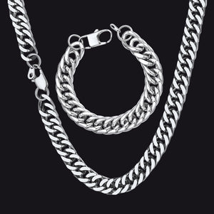 Bold Cuban Link Chain & Bracelet Set for Men,  Father's Day Gift