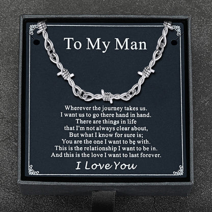 Gothic necklace in black gift box with “for my men” card