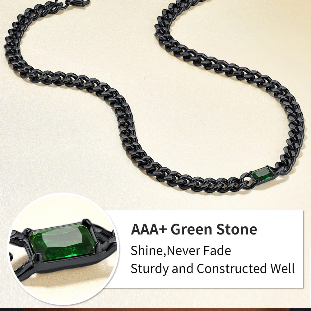  7mm CZ Birthstone Cuban Link Choker Necklace 16 inch