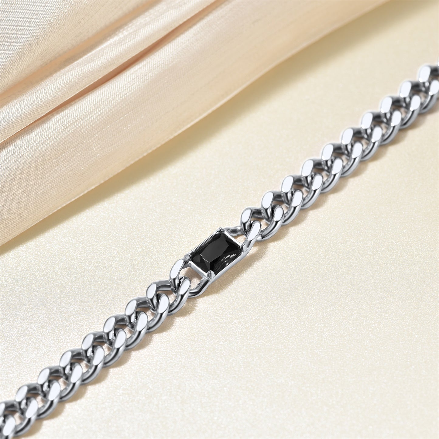  7mm CZ Birthstone Cuban Link Choker Necklace 16 inch