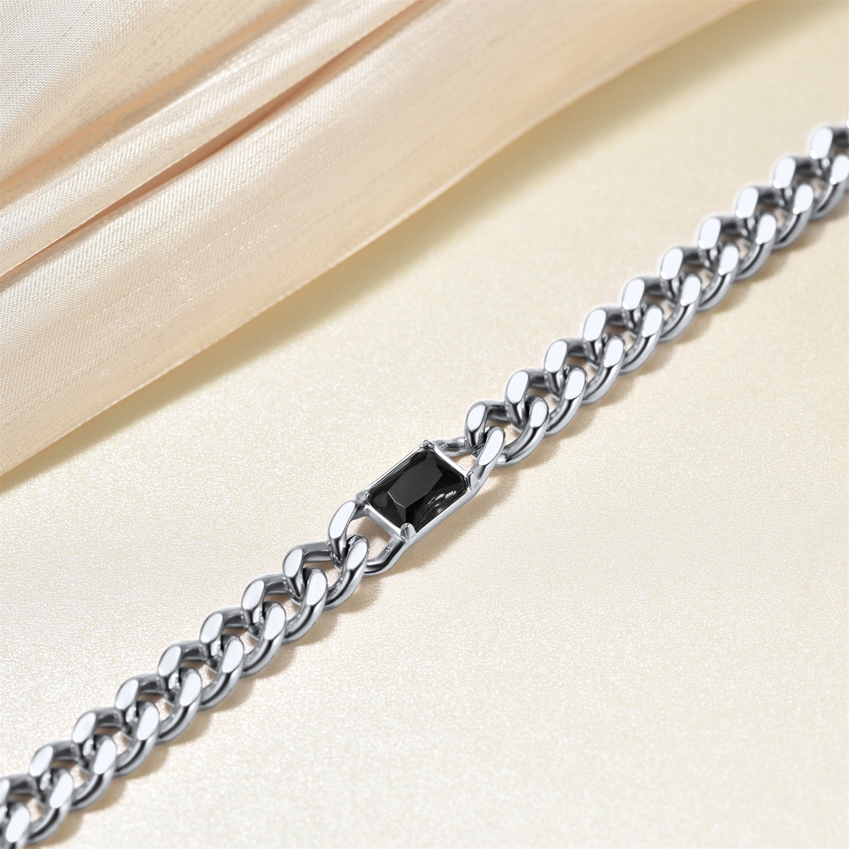  7mm CZ Birthstone Cuban Link Choker Necklace 16 inch