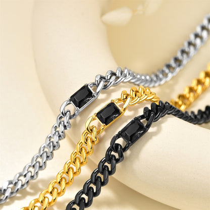  7mm CZ Birthstone Cuban Link Choker Necklace 16 inch