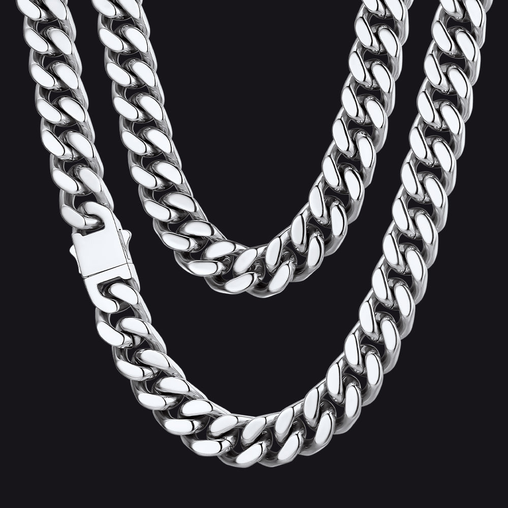 Miami Cuban Link Chain Necklace with Gift Box & Personalized Card for Men Husband FaithHeart Jewelry