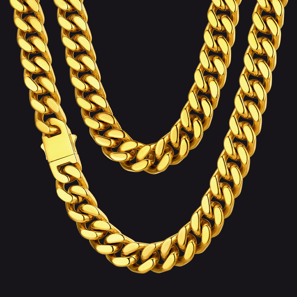 Miami Cuban Link Chain Necklace with Gift Box & Personalized Card for Men Husband FaithHeart Jewelry
