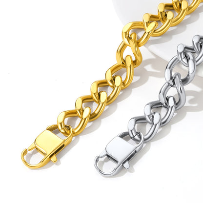 Gold and silver chain bracelets on a white background
