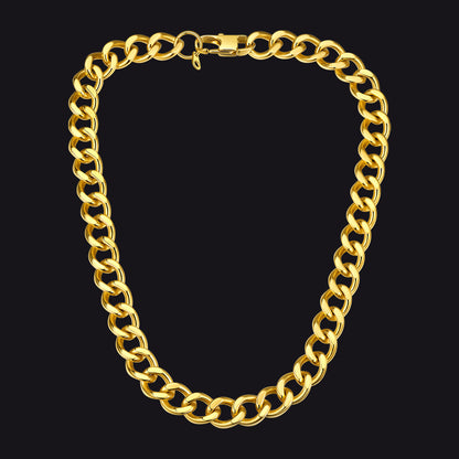 Chunky Cuban Link Chain Necklace – Gold 12MM Width