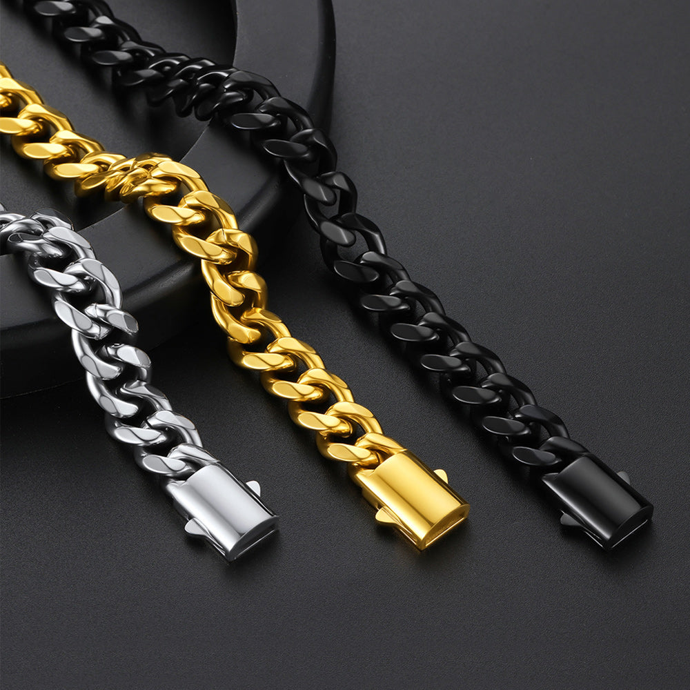 Engraved Cuban Link Chain Necklace for Men 6/9/12mm Width