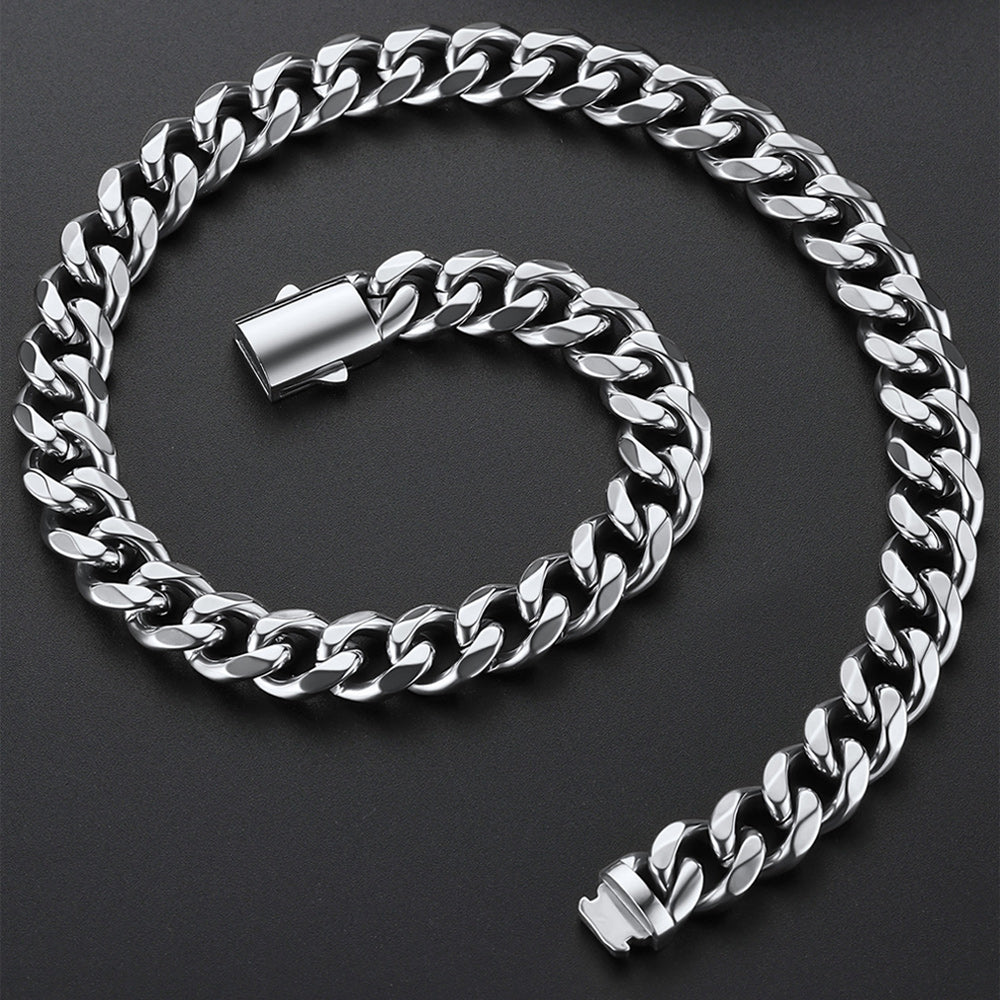 Engraved Cuban Link Chain Necklace for Men 6/9/12mm Width