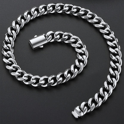 Engraved Cuban Link Chain Necklace for Men 6/9/12mm Width