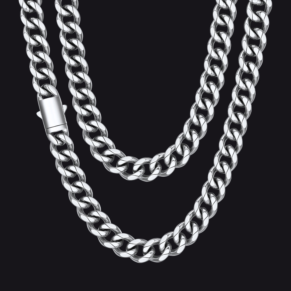 Engraved Cuban Link Chain Necklace for Men 6/9/12mm Width