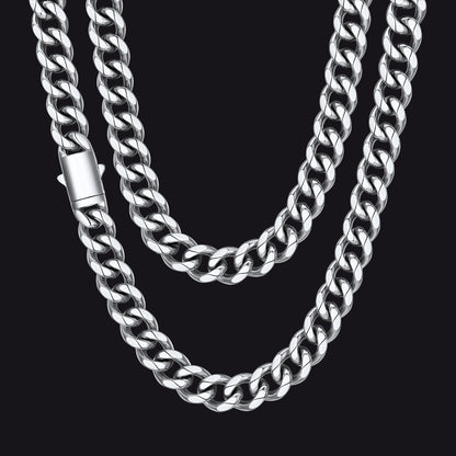 Engraved Cuban Link Chain Necklace for Men 6/9/12mm Width