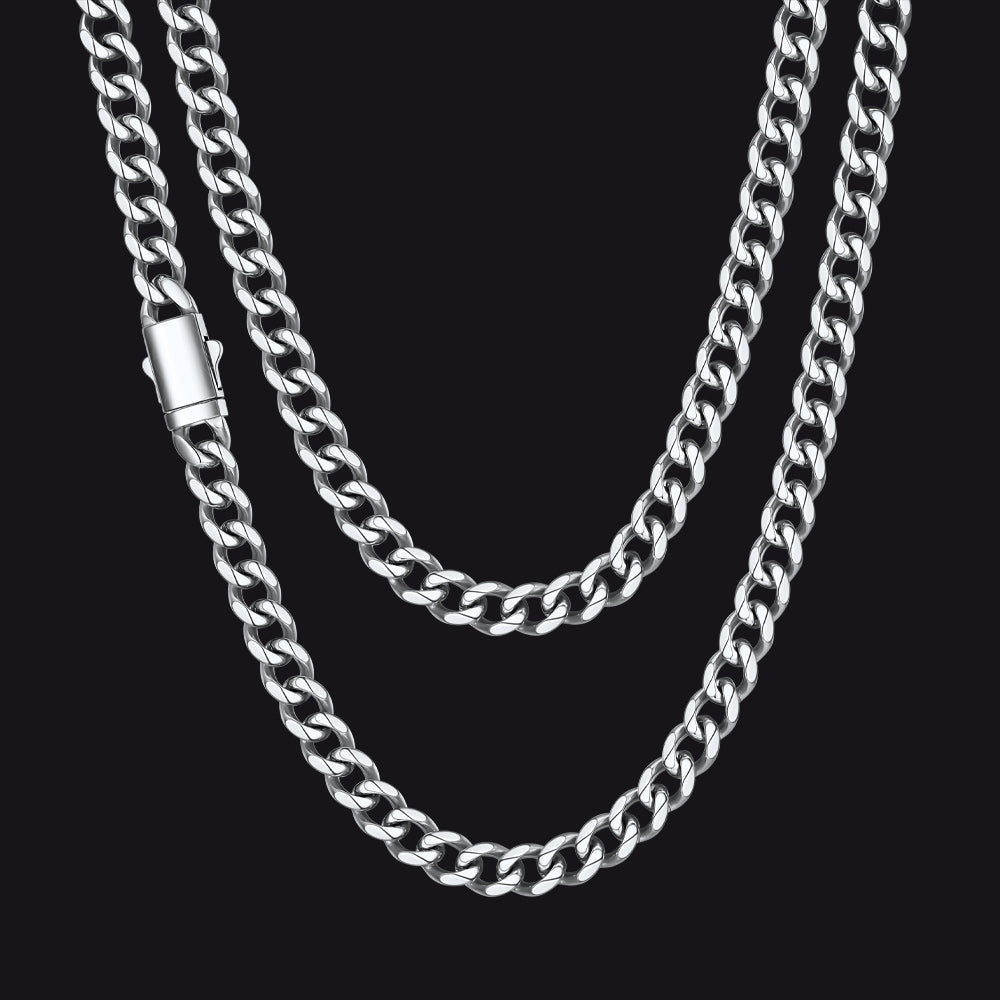 Engraved Cuban Link Chain Necklace for Men 6/9/12mm Width