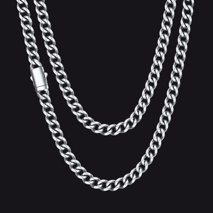 Engraved Cuban Link Chain Necklace for Men 6/9/12mm Width