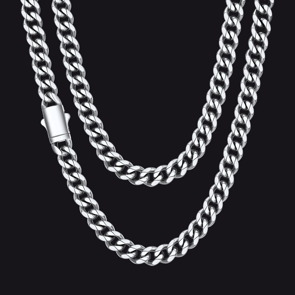 Engraved Cuban Link Chain Necklace for Men 6/9/12mm Width