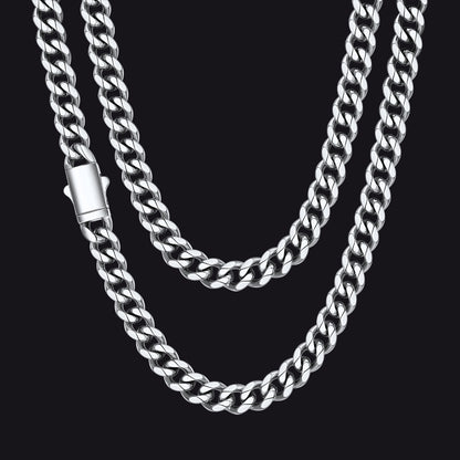 Engraved Cuban Link Chain Necklace for Men 6/9/12mm Width