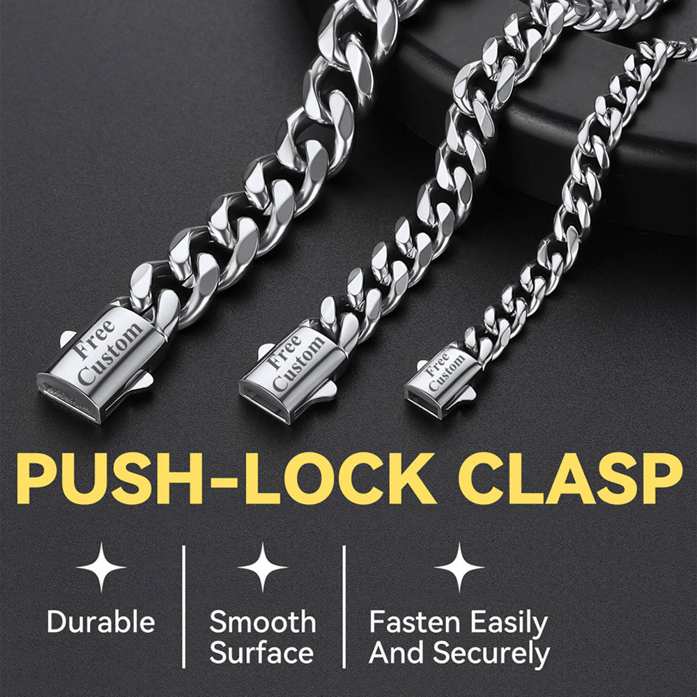 Engraved Cuban Link Chain Necklace for Men 6/9/12mm Width