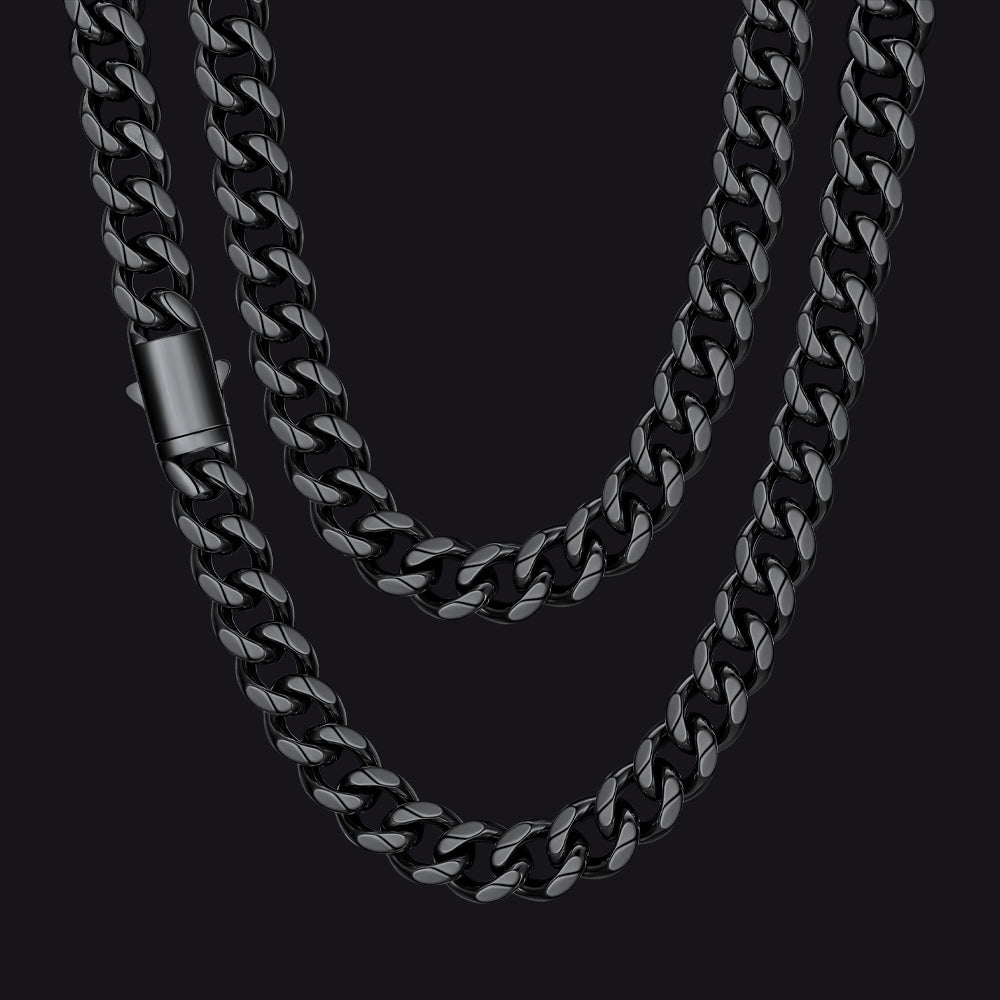 Engraved Cuban Link Chain Necklace for Men 6/9/12mm Width
