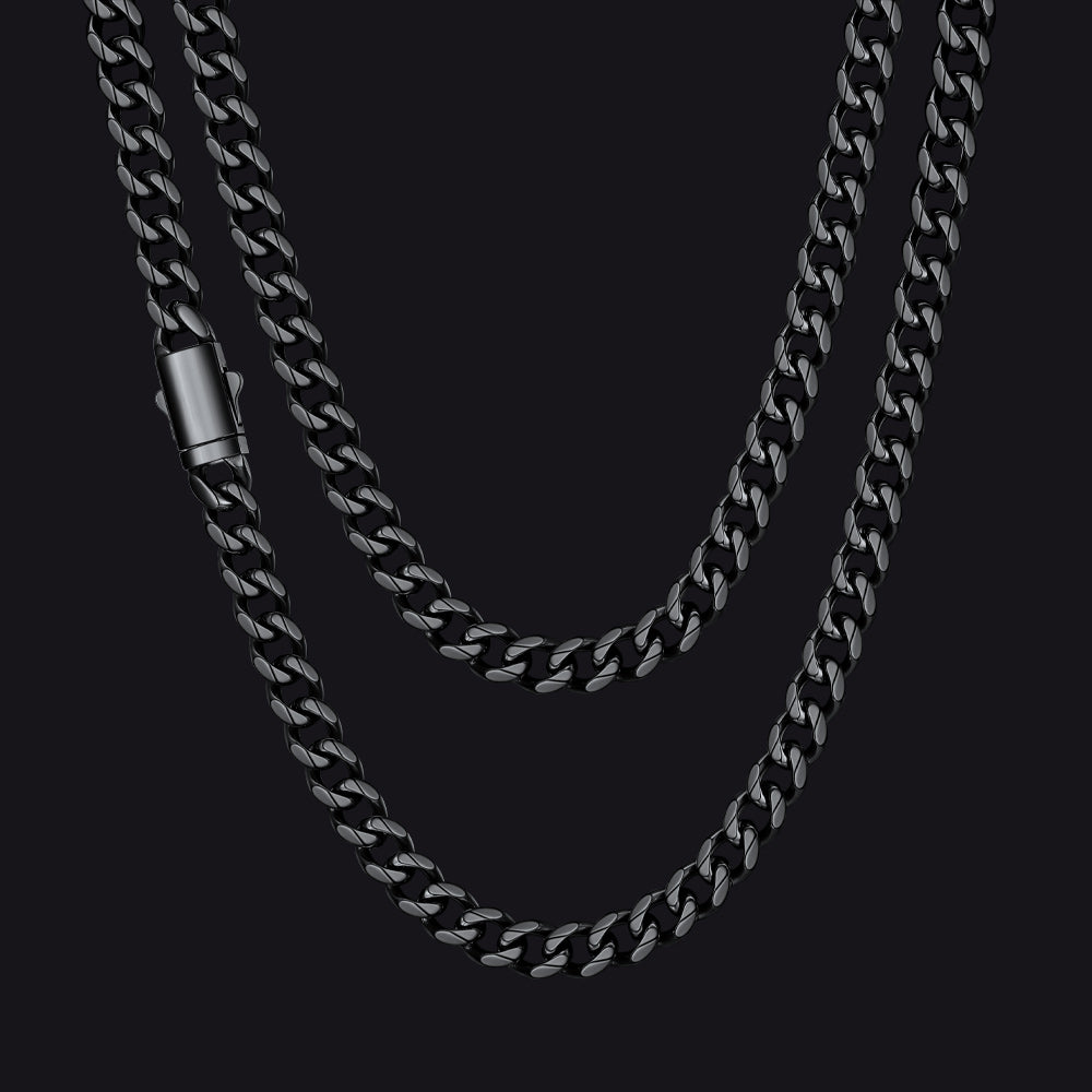 Engraved Cuban Link Chain Necklace for Men 6/9/12mm Width