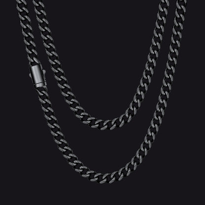 Engraved Cuban Link Chain Necklace for Men 6/9/12mm Width