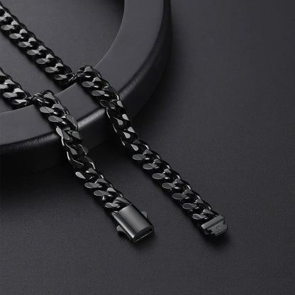 Engraved Cuban Link Chain Necklace for Men 6/9/12mm Width
