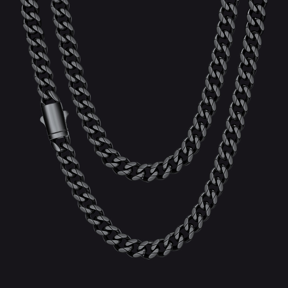 Engraved Cuban Link Chain Necklace for Men 6/9/12mm Width