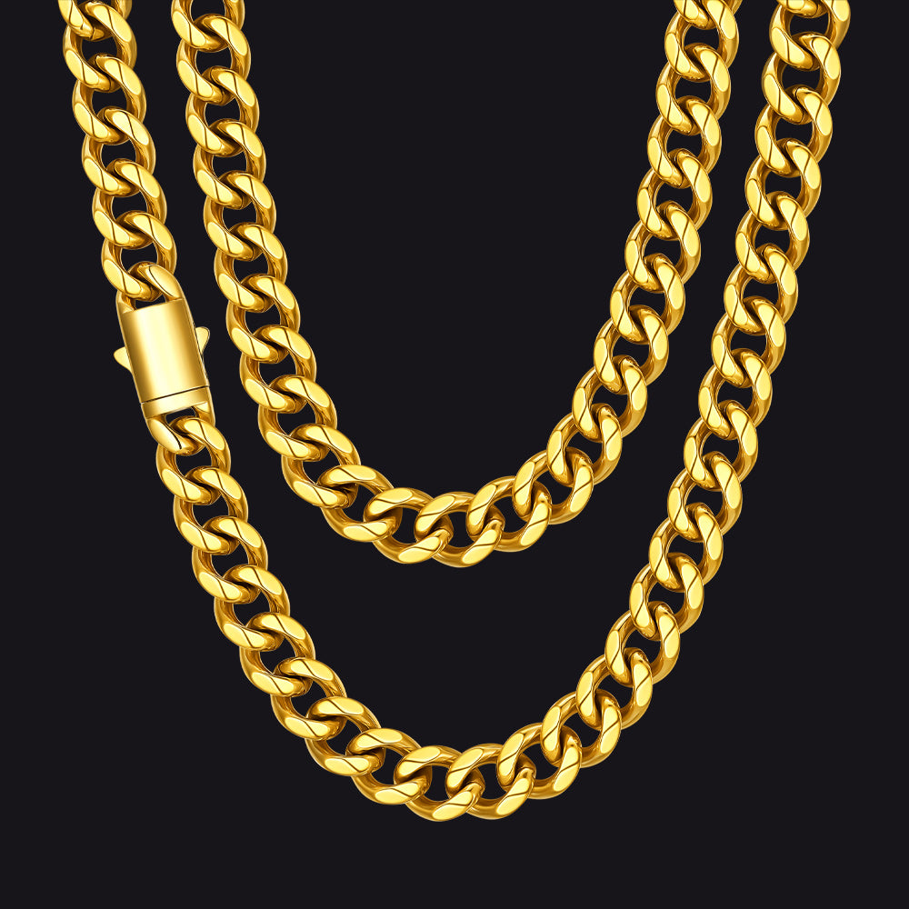 Engraved Cuban Link Chain Necklace for Men 6/9/12mm Width