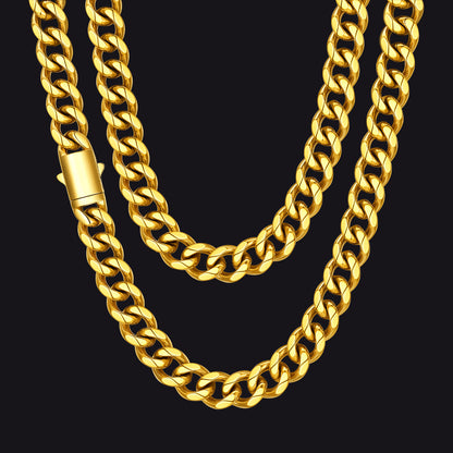 Engraved Cuban Link Chain Necklace for Men 6/9/12mm Width