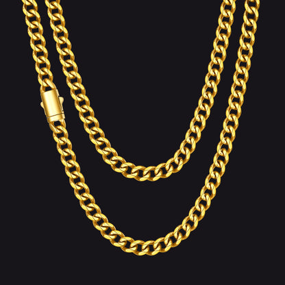Engraved Cuban Link Chain Necklace for Men 6/9/12mm Width
