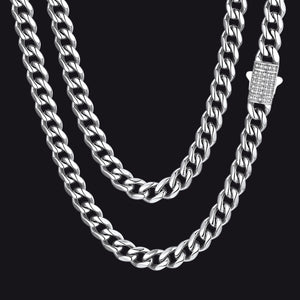 Steel / 6mm / 30 inch CZ Clasp Cuban Chain Necklace for Men, Father, boyfriend