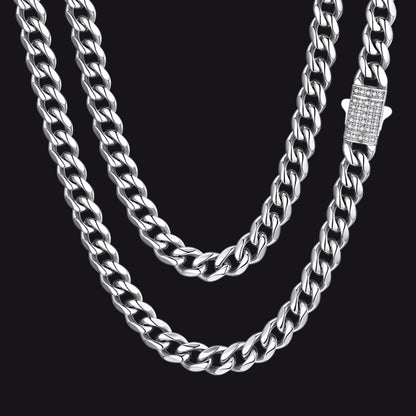 Steel / 6mm / 30 inch CZ Clasp Cuban Chain Necklace for Men, Father, boyfriend