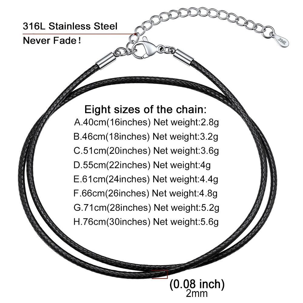 1.5/2/3mm Wide Wax Rope Braided Leather Necklaces