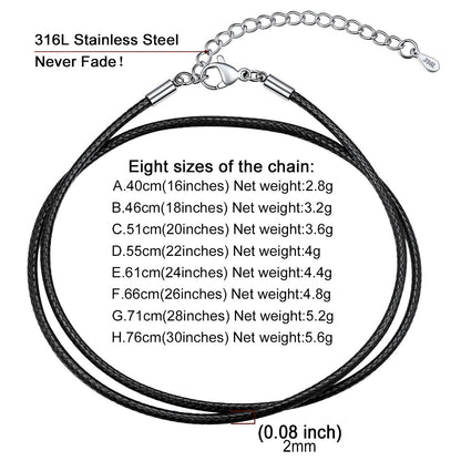 1.5/2/3mm Wide Wax Rope Braided Leather Necklaces