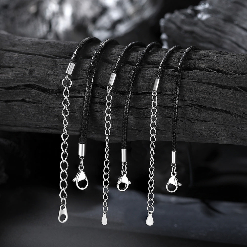 1.5/2/3mm Wide Wax Rope Braided Leather Necklaces