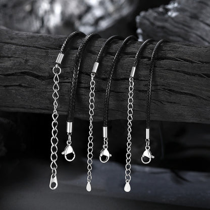 1.5/2/3mm Wide Wax Rope Braided Leather Necklaces