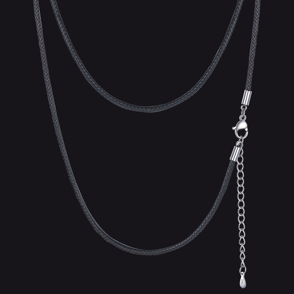 1.5/2/3mm Wide Wax Rope Braided Leather Necklaces