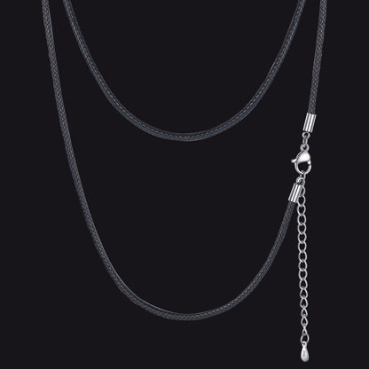 1.5/2/3mm Wide Wax Rope Braided Leather Necklaces