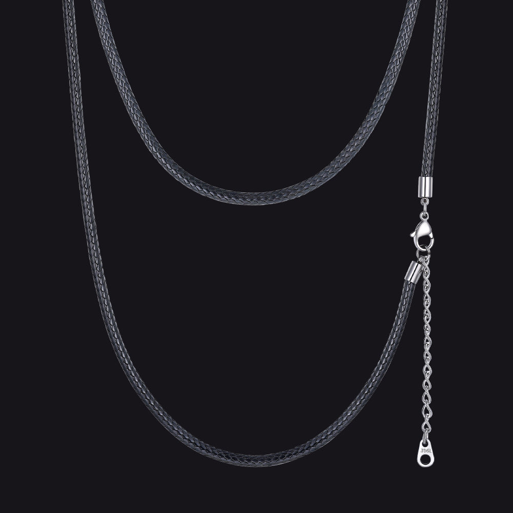 1.5/2/3mm Wide Wax Rope Braided Leather Necklaces