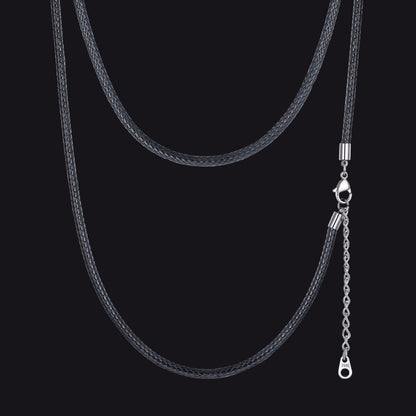 1.5/2/3mm Wide Wax Rope Braided Leather Necklaces