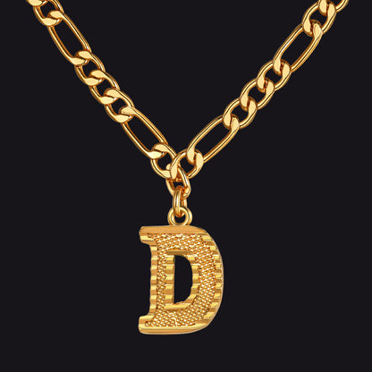 Initial D letter pendant Figaro chain choker necklace for men women