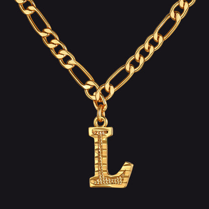 Initial L letter pendant Figaro chain choker necklace for men women