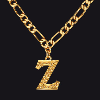 Initial Z letter pendant Figaro chain choker necklace for men women
