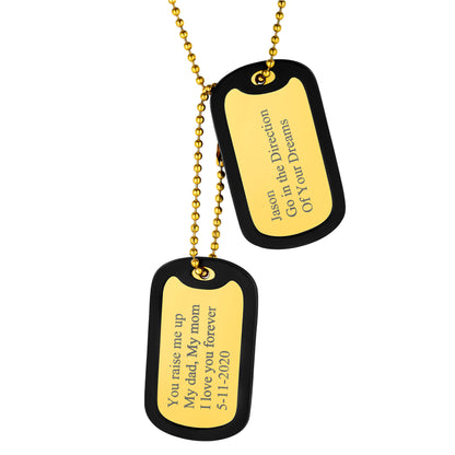 Engraved Military Double-side Dog Tag Necklace Personalized Gift for Men