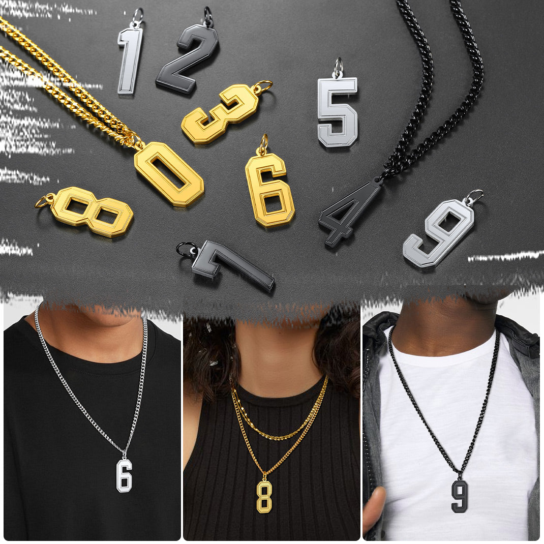 Personalized Sports Jersey Number Chain Necklace  Fans Pendant