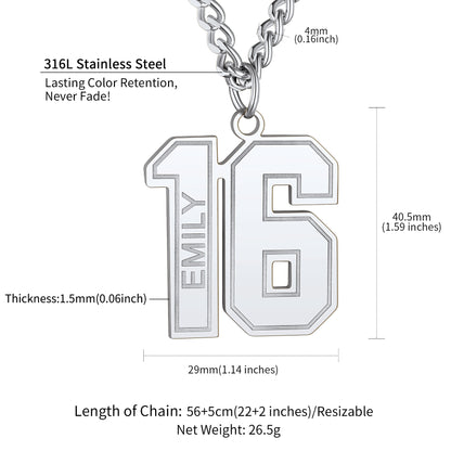  Custom Sports Jersey Number Necklace for Sport Fans