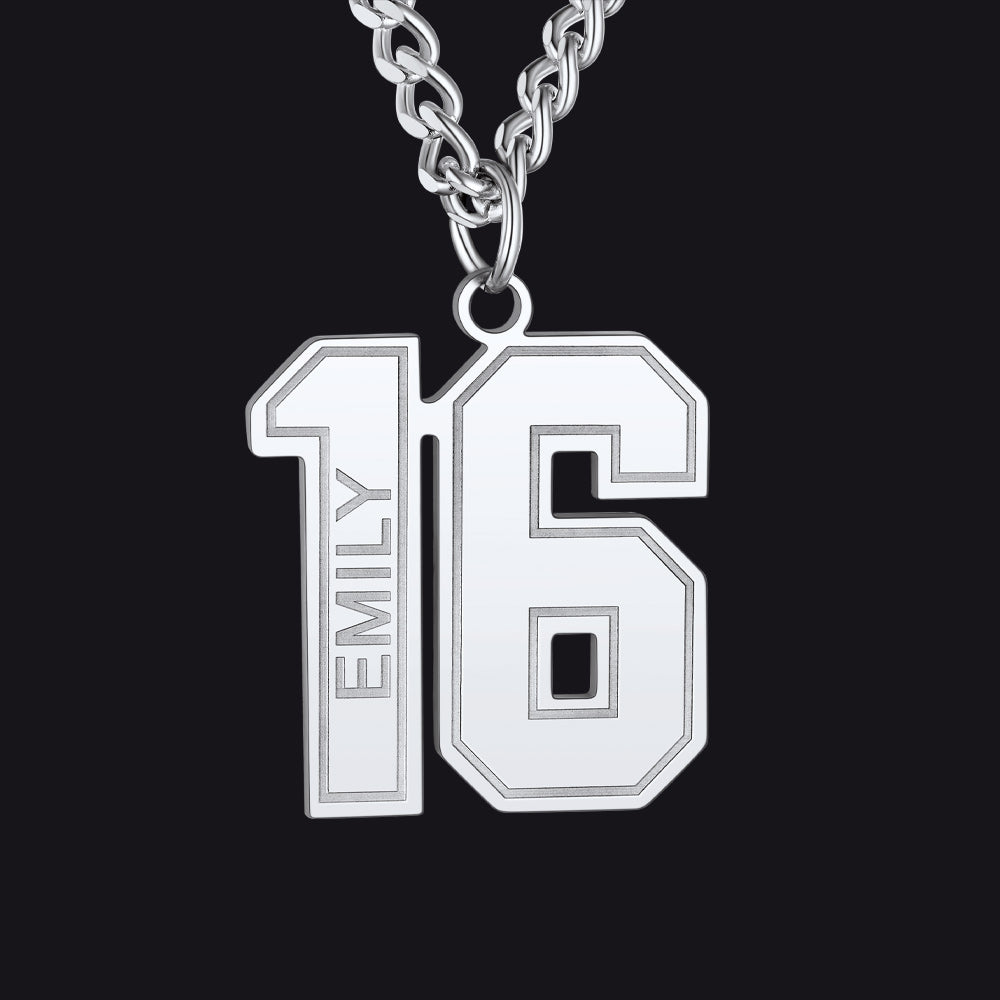 Custom 2 Digits / Steel Custom Sports Jersey Number Necklace for Sport Fans