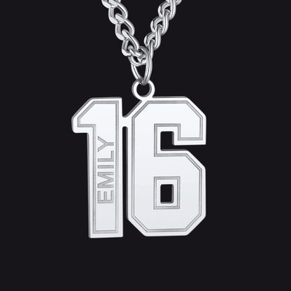 Custom 2 Digits / Steel Custom Sports Jersey Number Necklace for Sport Fans