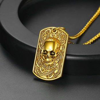 FaithHeart Custom Gothic Skull Dog Tag Pendant Necklace For Men FaithHeart