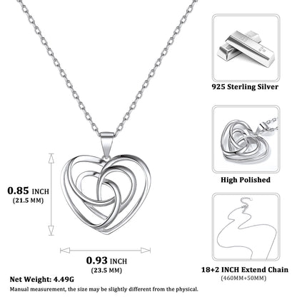 Sterling Silver Heart Celtic Knot Pendant Necklace for Women - FaithHeart Jewelry